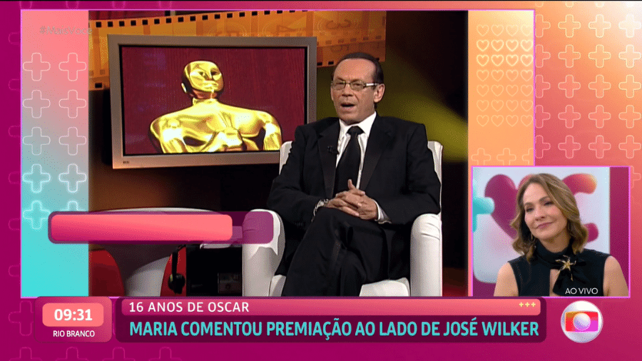 Maria Beltrão apresentou o Oscar na TV Globo ao lado de José Wilker por 8 anos - Reprodução/TV Globo