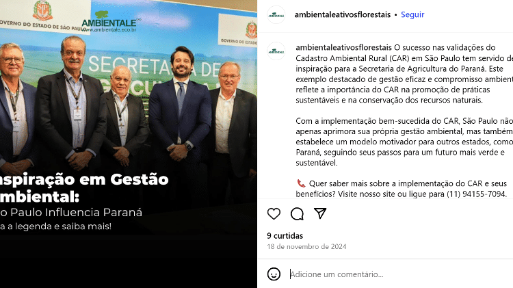 18.nov.2024 | Post da Ambientale com foto de Guilherme Piai