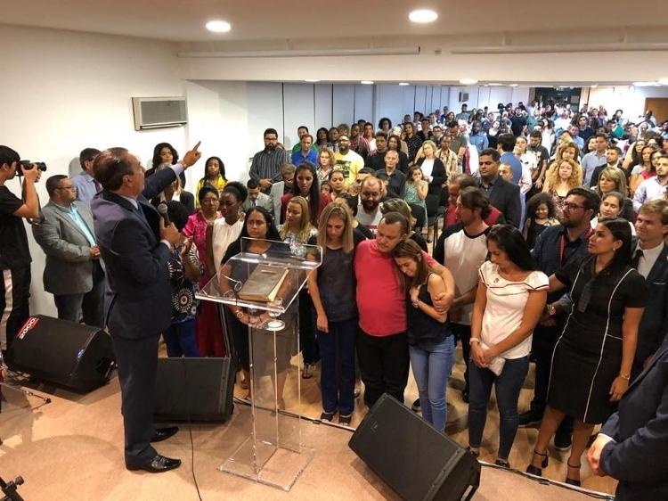 Malafaia em culto na inauguração da Advec Lisboa, em 2018