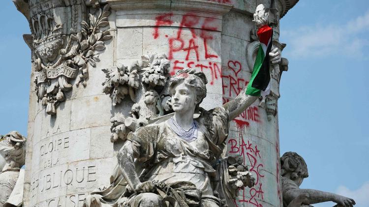 Ato pró-Palestina em Paris, no sábado (14) Ato pró-Palestina em Paris, no sábado (14)