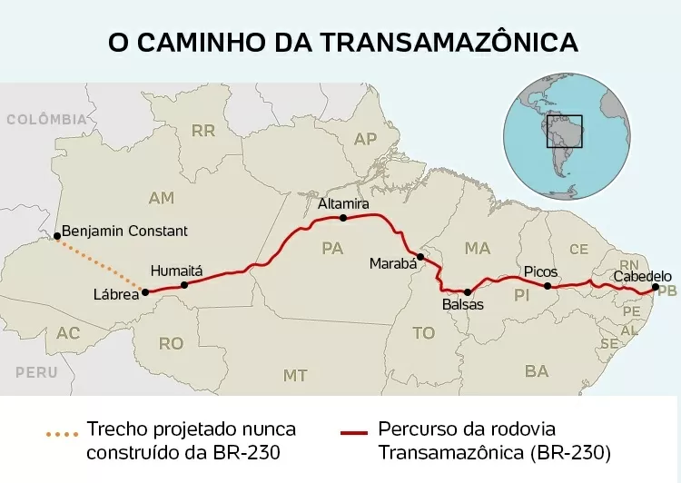 Mapa o caminho da transamazonica -  - 