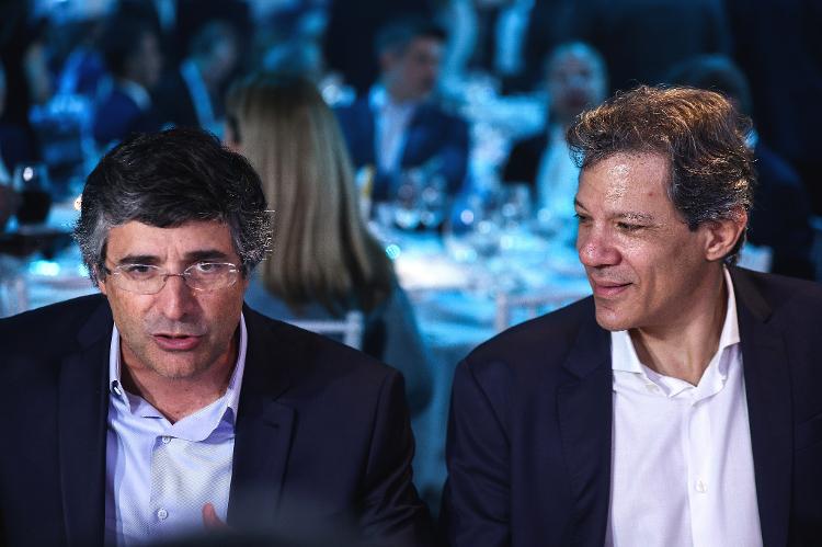 André Esteves e Fernando Haddad em almoço da Febraban, em 2020