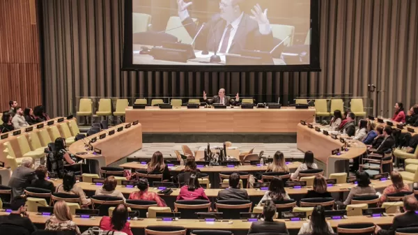 O médium brasileiro Benjamin Teixeira de Aguiar, em evento na sede mundial da ONU, em Manhattan, Nova York, em 2015 - Divulgação - Divulgação
