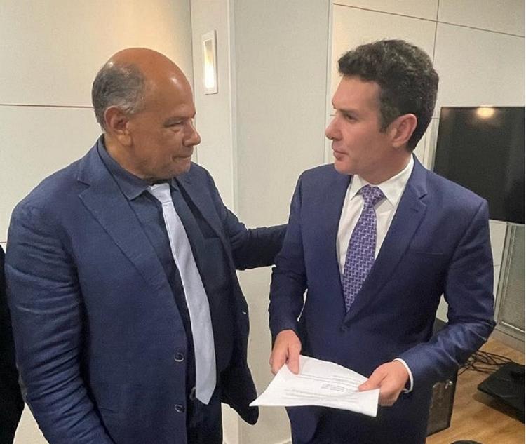 Dalcides Neto, em maio, com o ministro ministro das Cidades, Jader Barbalho Filho