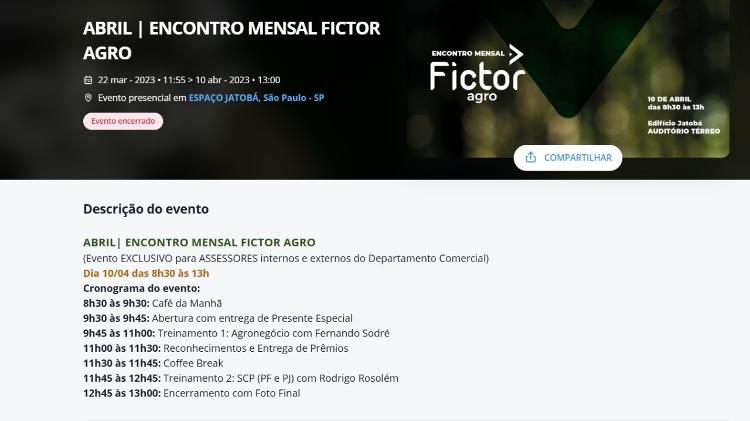 SCP', promovido durante encontro da Fictor