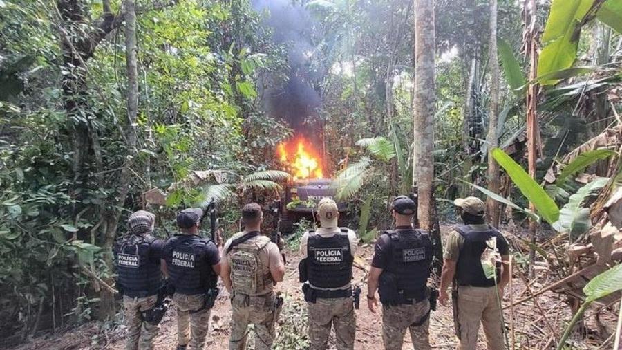 Acampamentos de garimpos ilegais foram destruídos - Reprodução/Polícia Federal do Pará