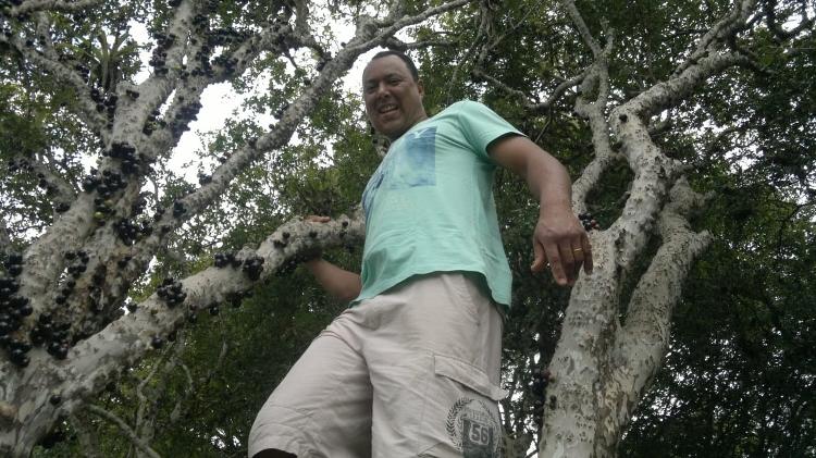 Mauro Silva na colheita de jabuticaba em Bento Rodrigues, antes do rompimento da barragem, em novembro de 2014 - Arquivo pessoal