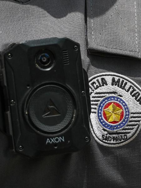 Câmeras corporais usadas por policiais militares na cidade de São Paulo