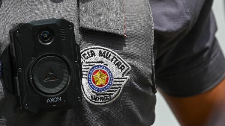 Câmeras corporais usadas por policiais militares na cidade de São Paulo