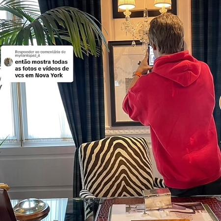 João tirando fotos da decoração do café Ralph Lauren, em NY; depois ele postou vídeo como se estivesse em Hamptons