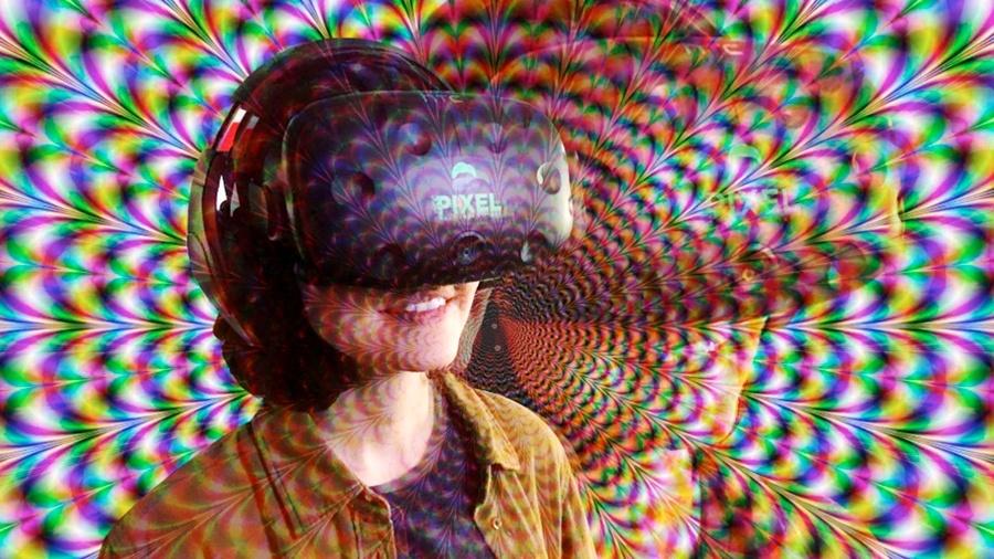 Repórter usa óculos de realidade virtual para testar efeitos psicodélicos - Arquivo pessoal e Arte/TAB