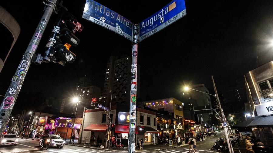 Esquina da rua Augusta com a Matias Aires, na Consolação, no centro de São Paulo - Fernando Moraes/UOL