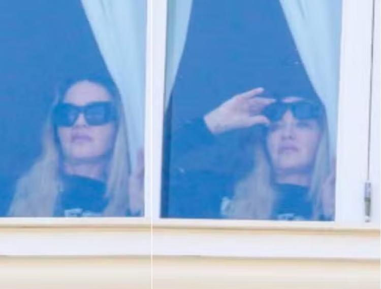 Madonna é clicada na janela do quarto do Copacabana Palace
