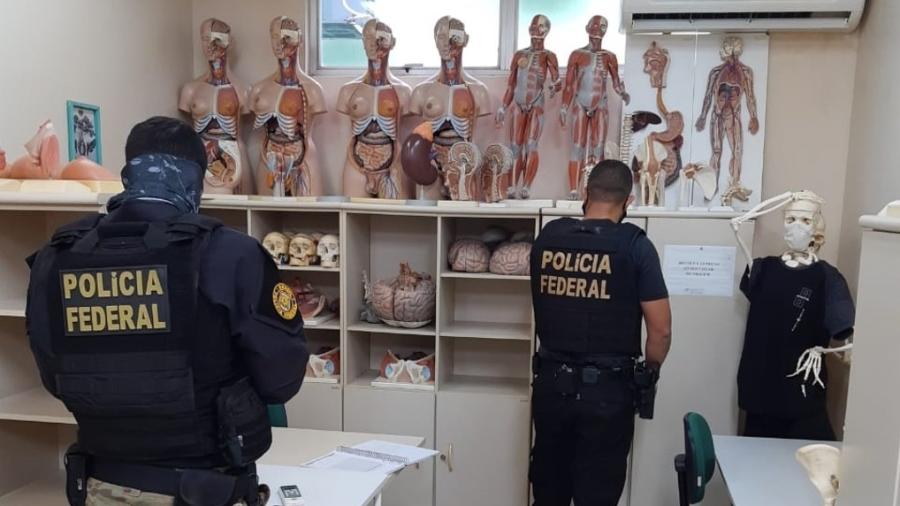 Agentes da Polícia Federal vasculham local suspeito de ser a origem da mão e das placentas enviadas à Ásia - Divulgação PF