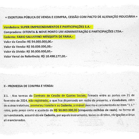 Imagem de escritura de imóvel vendido por Fabio Faria