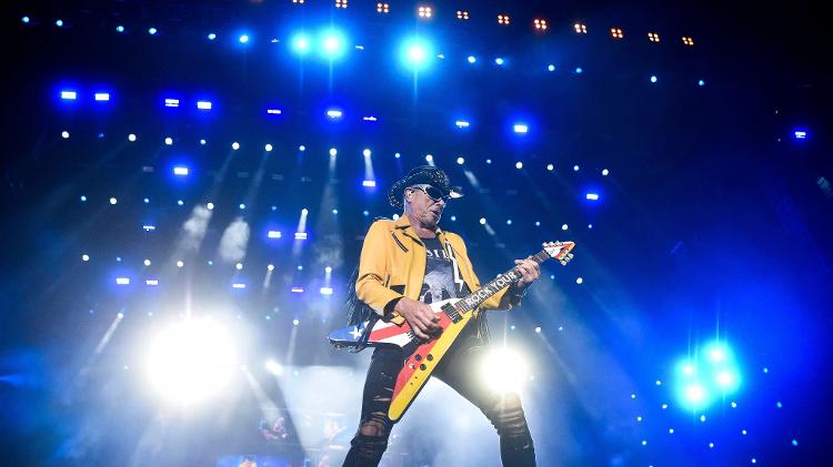 O guitarrista Rudolf Schenker, da banda Scorpions, em show no México O guitarrista Rudolf Schenker, da banda Scorpions, em show no México