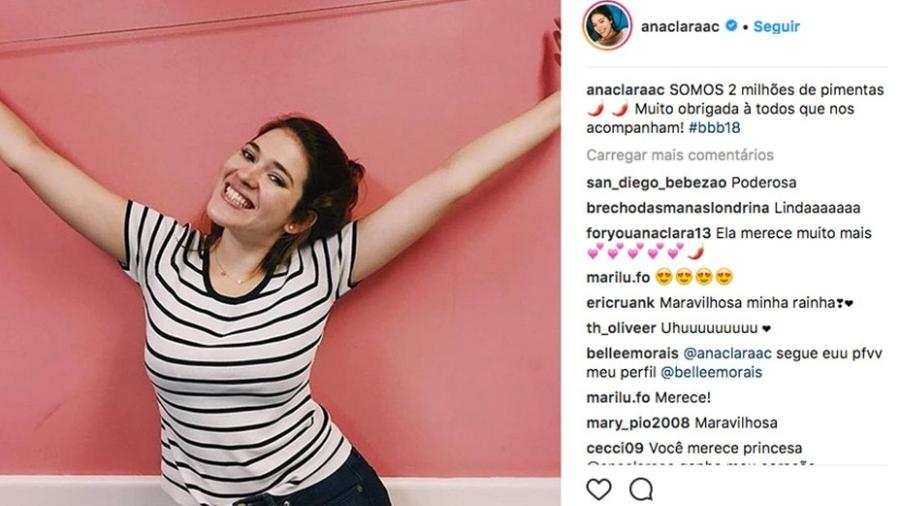 Ana Clara ultrapassa a marca de 2 milhões de seguidores no Instagram  - Reprodução/Instagram