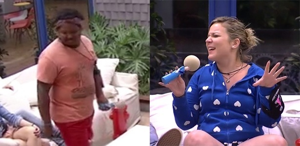 21.jan.2016 - Ronan e Maria Claudia aparecem segurando esponja que imita a Rainha Elizabeth 2ª, da Inglaterra - Reprodução/TV Globo - Reprodução/TV Globo