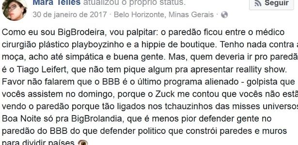 Mara Telles - Reprodução/Facebook - Reprodução/Facebook