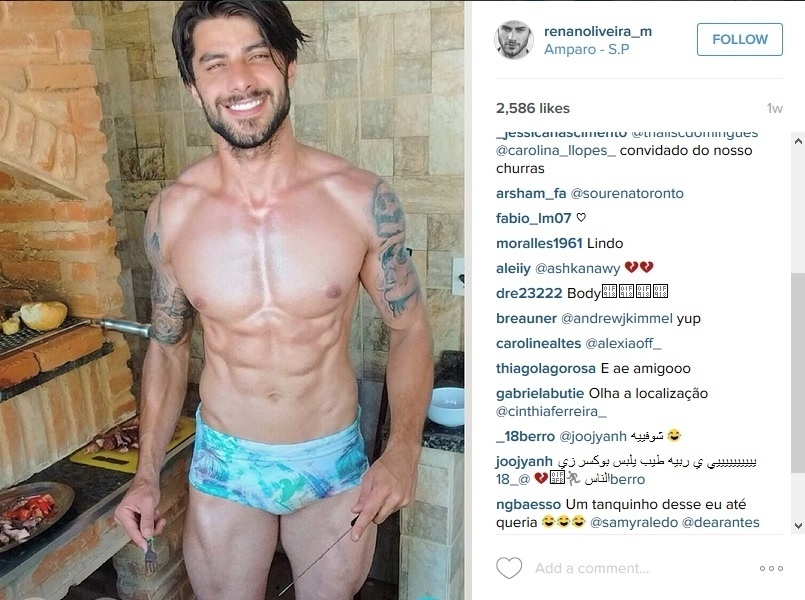 Modelo, Renan Oliveira tem 29 anos e é de Amparo (SP), mas mora na capital paulista. Ele está no BBB16 - Reprodução/Instagram/renanoliveira_bbb16_oficial