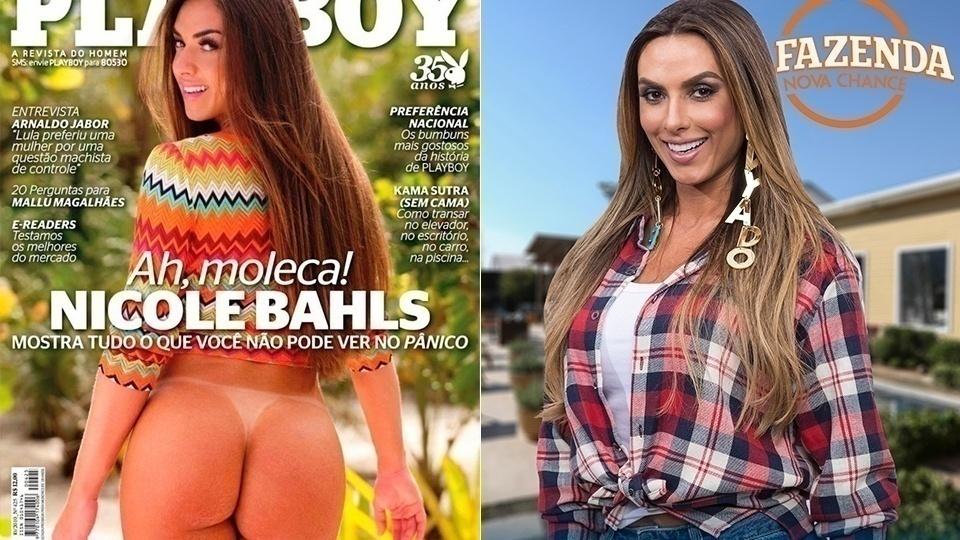Montagem da Revista "Playboy" do participante Nicole Bahls de "A Fazenda 9" - Montagem/Playboy/Antonio Chahestian/Record TV