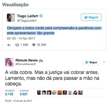 Leifert e Rômulo falam nas redes sociais sobre expulsão de Marcos - Reprodição/TV Globo