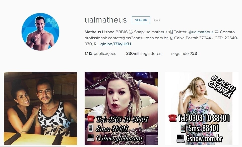 Como era de se esperar, Matheus engajou seus seguidores a votar pela vitória de Cacau - Reprodução/Instagram @uaimatheus