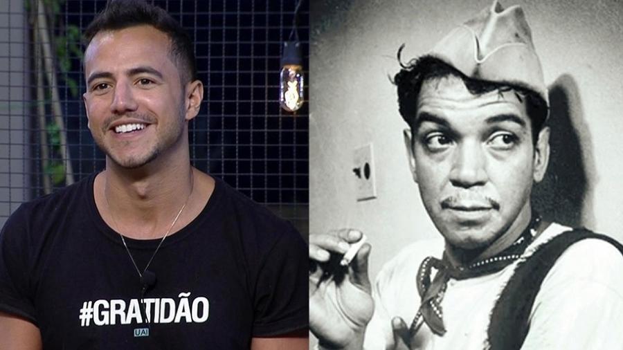 Matheus Lisboa, participante de "A Fazenda 9", e o ator mexicano Cantinflas - Montagem