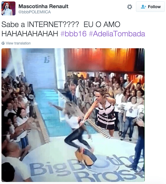 9.mar.2016 - Ana Paula também participou dos memes do quase tombo de Adélia - Reprodução/Twitter @bbbPOLEMIICA