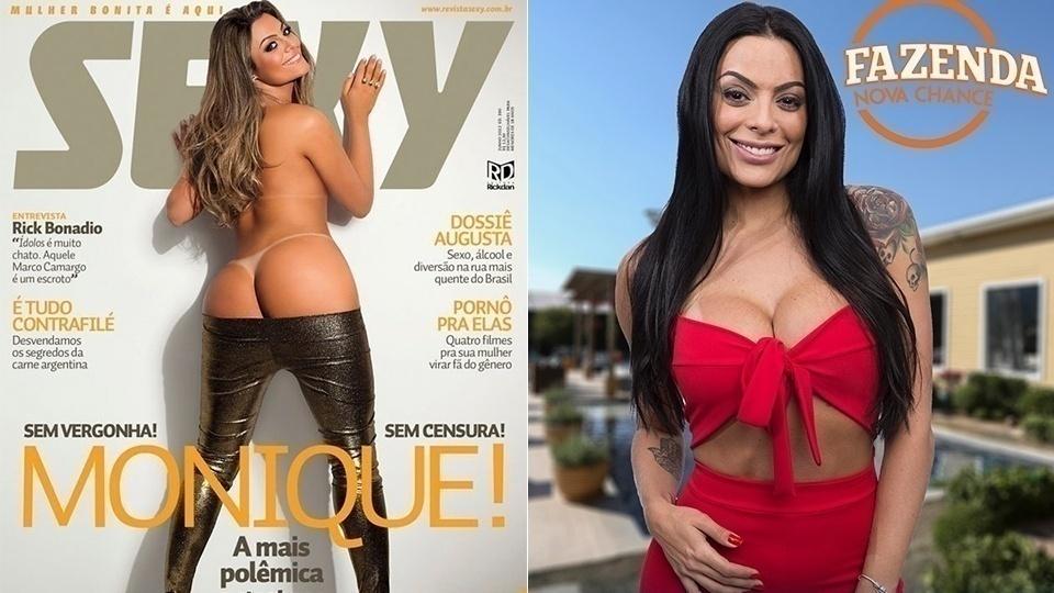 Montagem da Revista "Sexy" do participante Monique Amin de "A Fazenda 9" - Montagem/Sexy/Antonio Chahestian/Record TV