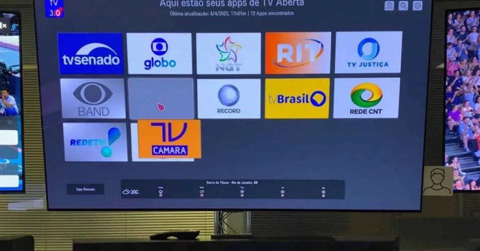 Tela dos aplicativos da nova TV digital