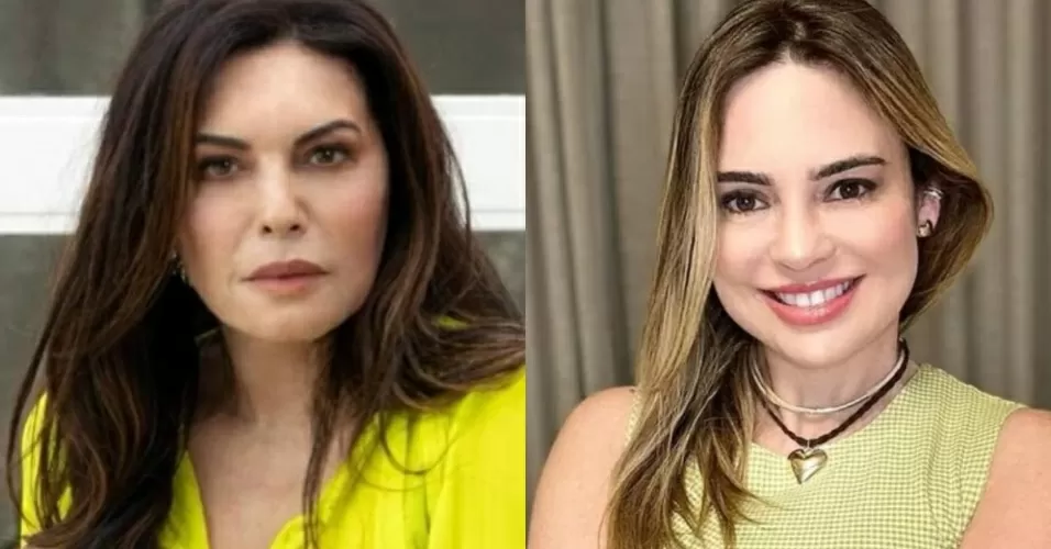 Montagem de fotos de Márcia Goldschmidt séria e Rachel Sheherazade sorrindo