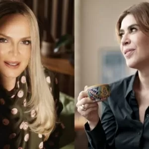 Montagem de fotos de Eliana e Maria Clara Gueiros