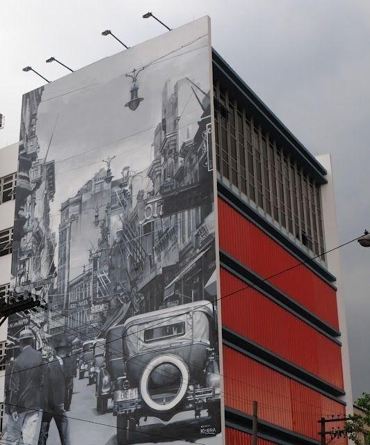 Grafites de Kobra em SP - São Paulo antiga na Avenida Tiradentes - Divulgação