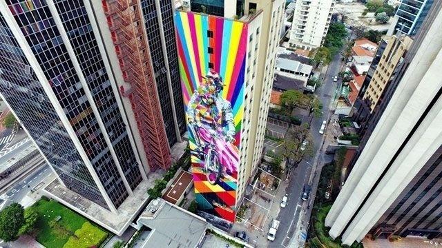 Grafites de Kobra em SP - Bike na Faria Lima - Divulgação