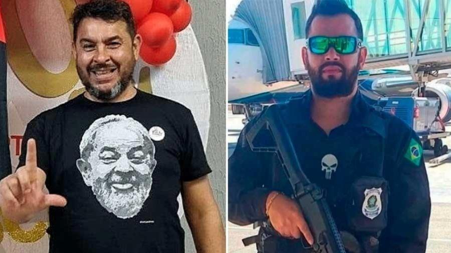 Marcelo Arruda (esq) foi morto a tiros por Jorge Guaranho (dir), que invadiu a festa temática do PT onde a vítima fazia a festa de 50 anos em Foz do Iguaçu (PR)
