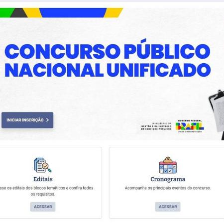 Concurso Nacional Unificado, CNU, reprodução do site - Reprodução