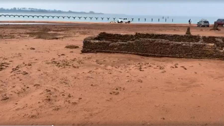 Ruínas da década de 70 são reveladas após seca do rio Paraná em São Paulo - Reprodução/TV TEM