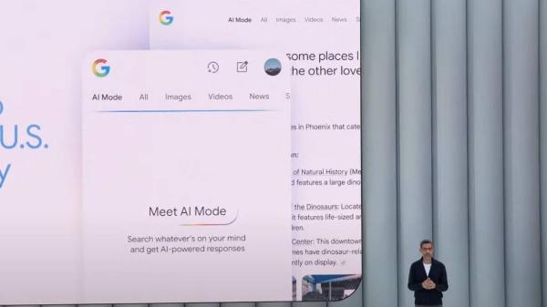Sundar Pichai, CEO do Google, apresenta nova ferramenta de buscas com IA em evento na Califórnia Sundar Pichai, CEO do Google, apresenta nova ferramenta de buscas com IA em evento na Califórnia