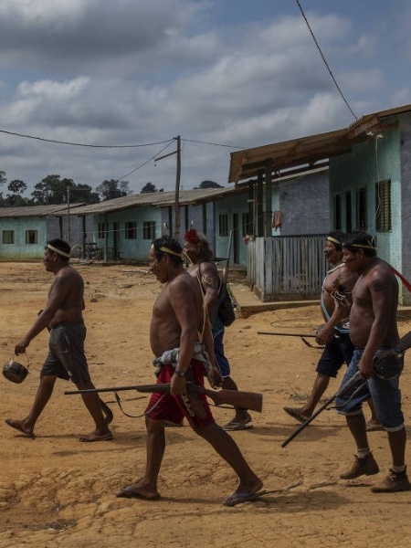 Guerreiros Xikrin na terra indígena Trincheira Bacajá - Lalo de Almeida/Folhapress