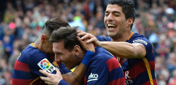 Messi fez o primeiro gol da goleada por 5 a 0 sobre o Espanyol - Lluis Gene/AFP