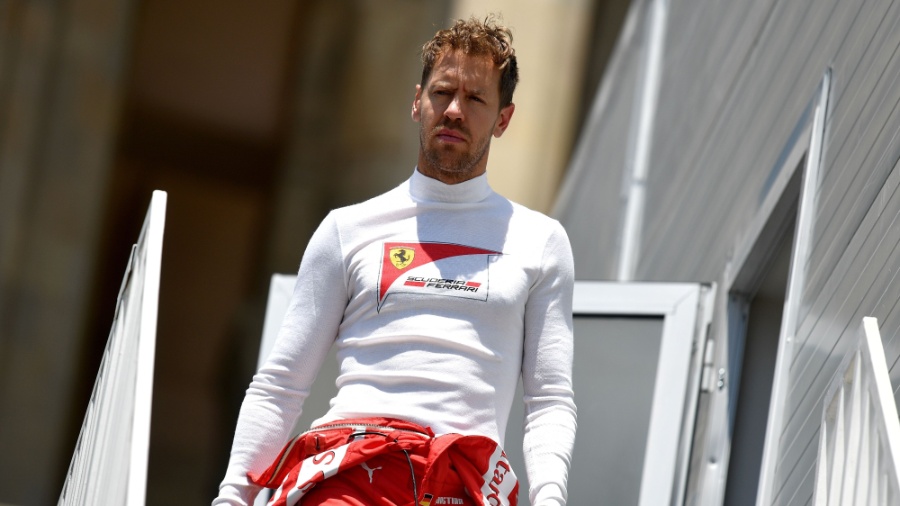 O piloto alemão Sebastian Vettel, da Ferrari, no Grande Prêmio do Azerbaijão de Fórmula 1 - Andrej Isakovic/AFP