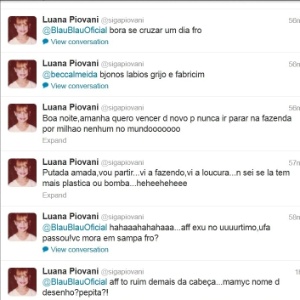 Luana Piovani faz comentários sobre "A Fazenda 5" no Twitter (18/6/12)