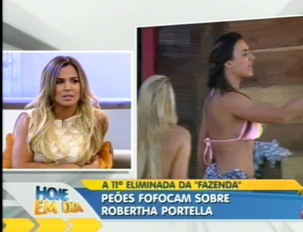 Robertha Portella assiste trechos do reality show no programa "Hoje em Dia" (24/8/12)
