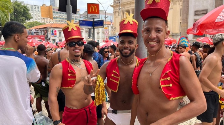 Foliões no Bloco Chora Me Liga, no Rio de Janeiro