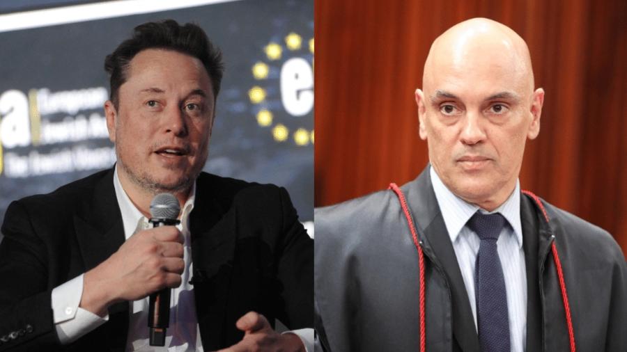 O bilionário Elon Musk e o ministro Alexandre de Moraes, do STF