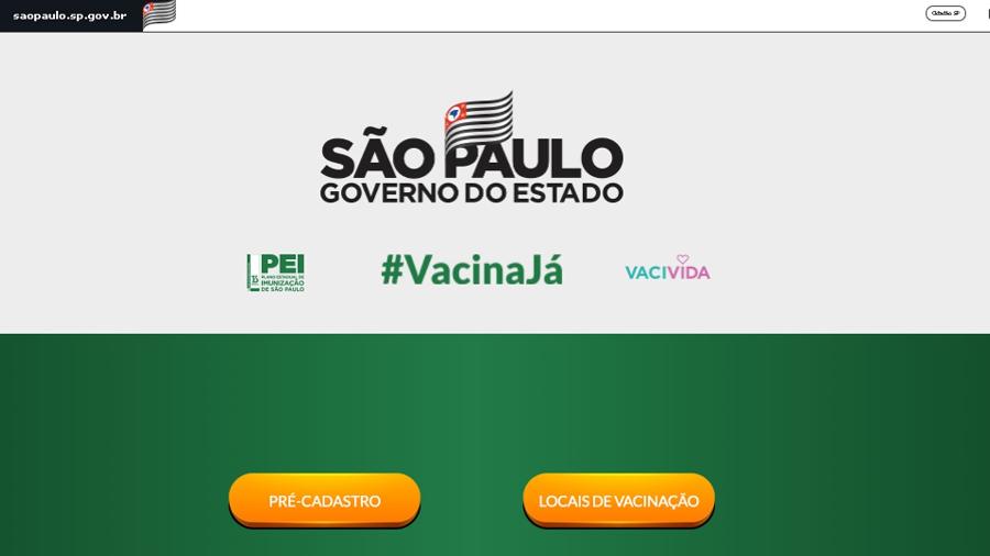 Site "Vacina Já", para pré-cadastro para receber a CoronaVac em São Paulo, chega a 1 milhão de usuários  - Reprodução