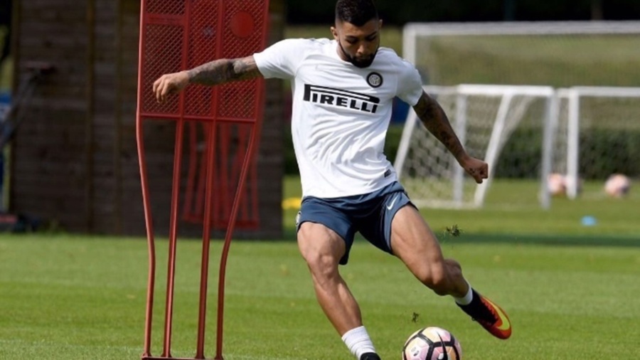 Gabigol em treino na Inter de Milão em 2016: atacante não teve sucesso no futebol europeu - Reprodução/Twitter